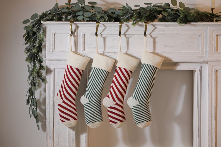 Striped Christmas Stockings Holiday Decorative Hanging Diagonal Stockings